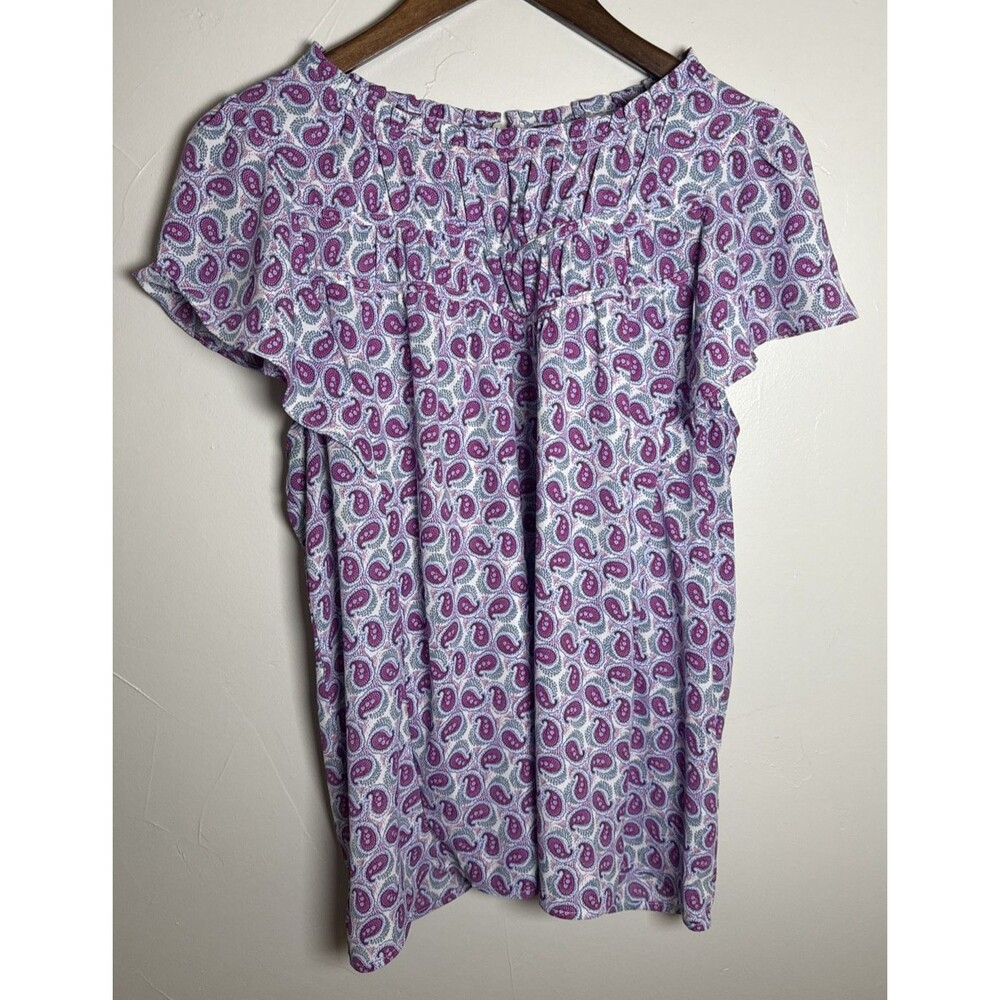 Loft Blouse Paisley Ruffle Colorful Flowy Women's Size Large Beachy Boho